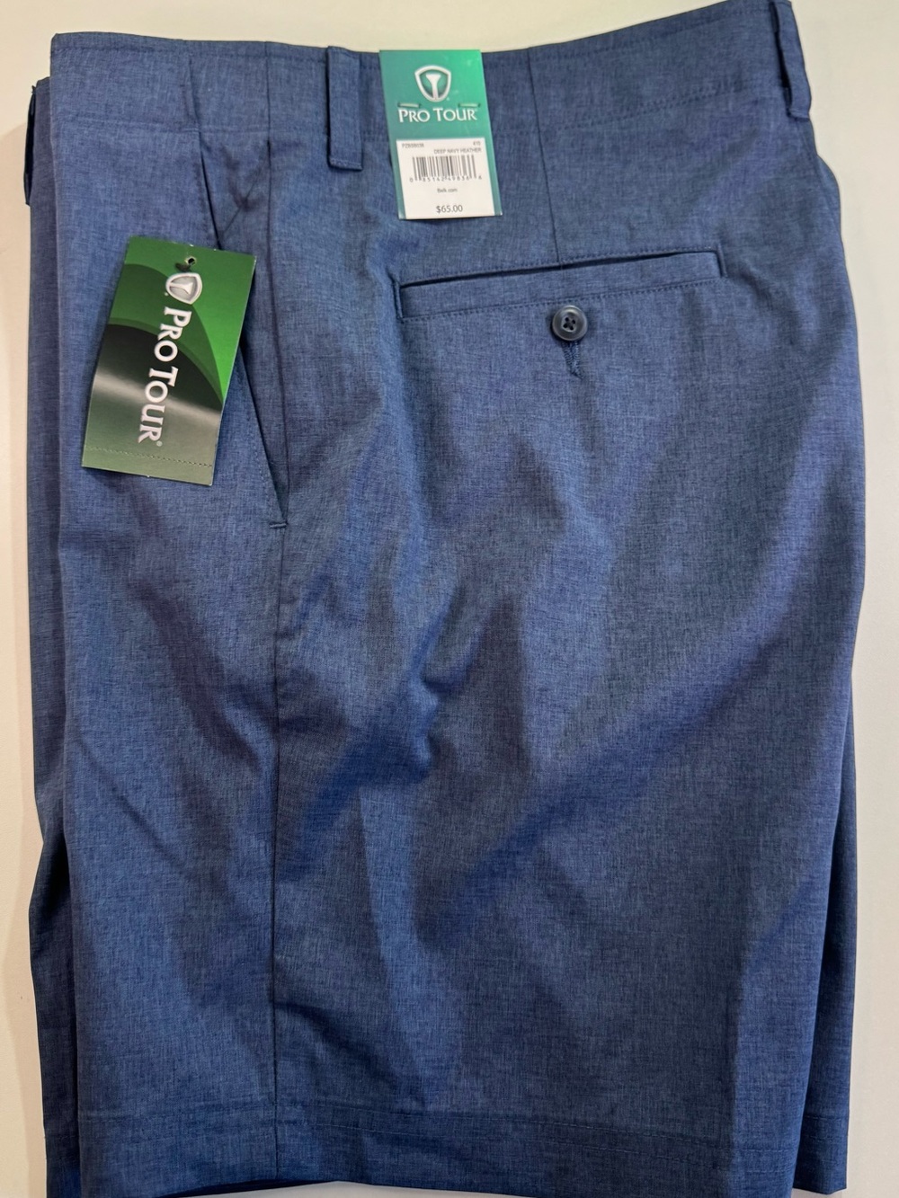 Pro Tour Golf Shorts Mens 34 Deep Navy Heather Stretch New With Tags $65 MSRP